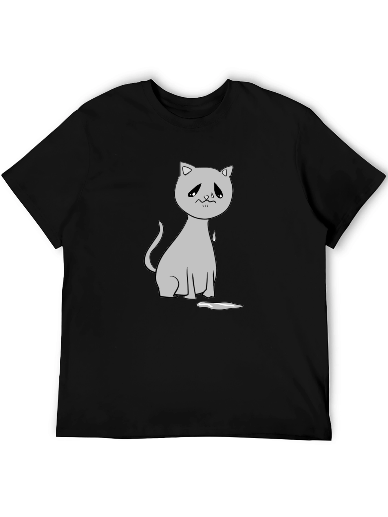 Sad Cat Graphic Tee - Unisex Black T-Shirt