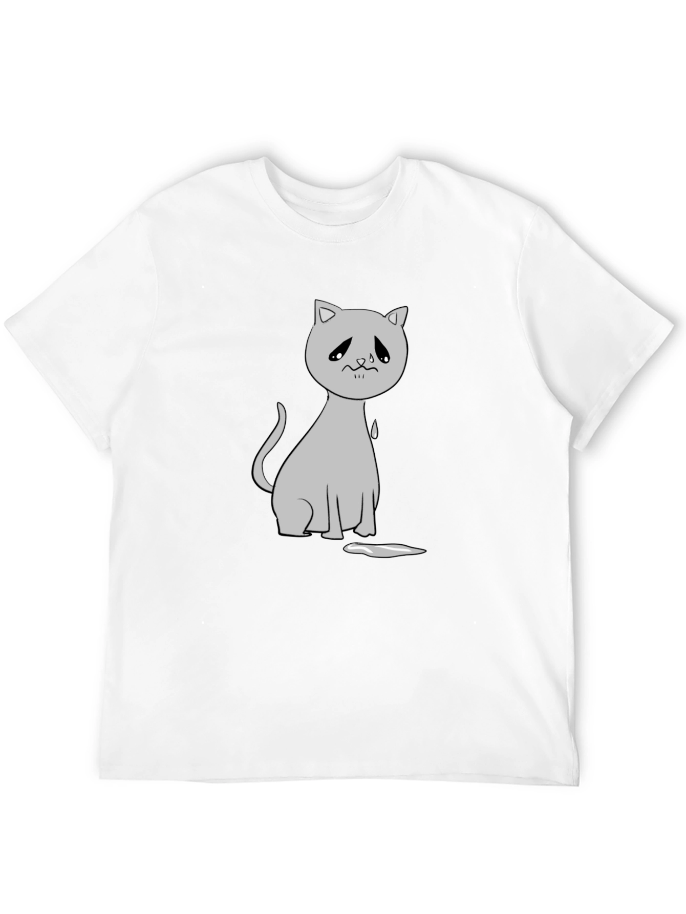 Sad Cat Graphic Tee - Unisex Black T-Shirt