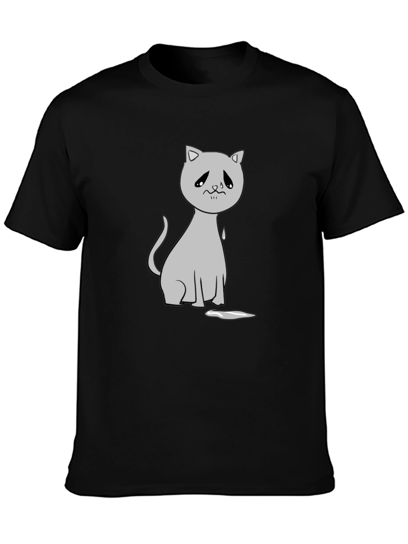 Sad Cat Graphic Tee - Unisex Black T-Shirt