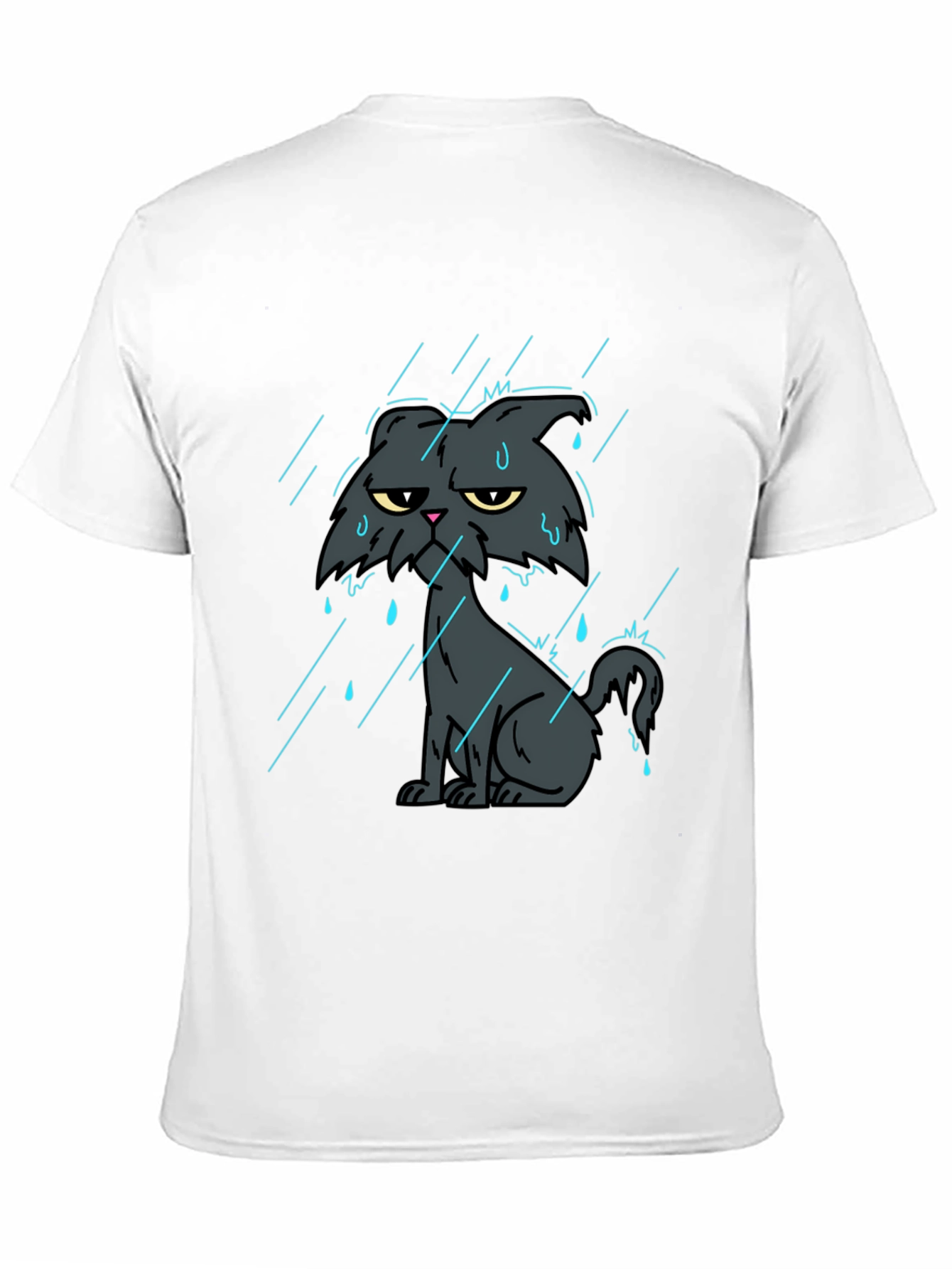 Grumpy Cat in Rain Black T-Shirt