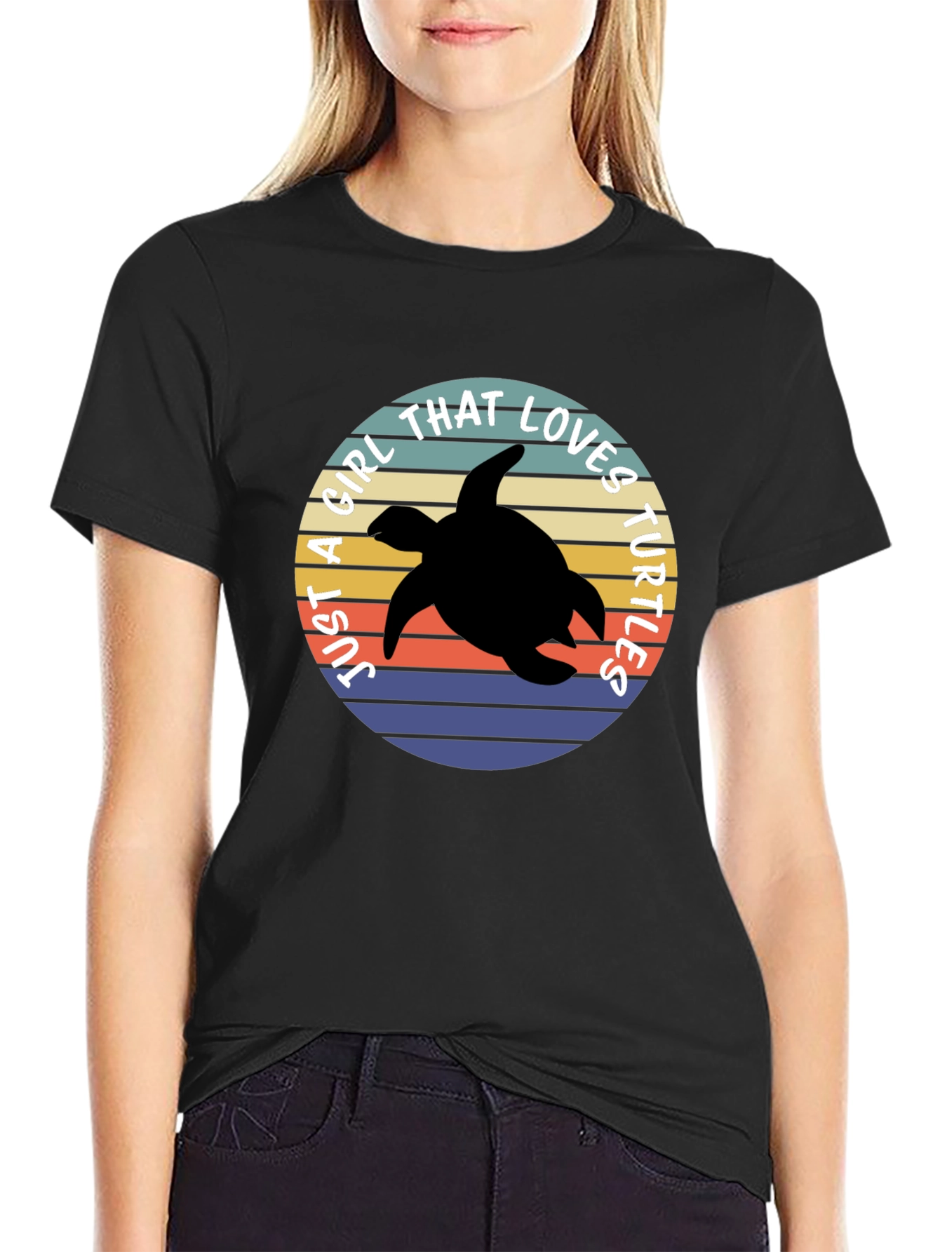Just a Girl That Loves Turtles Black T-Shirt