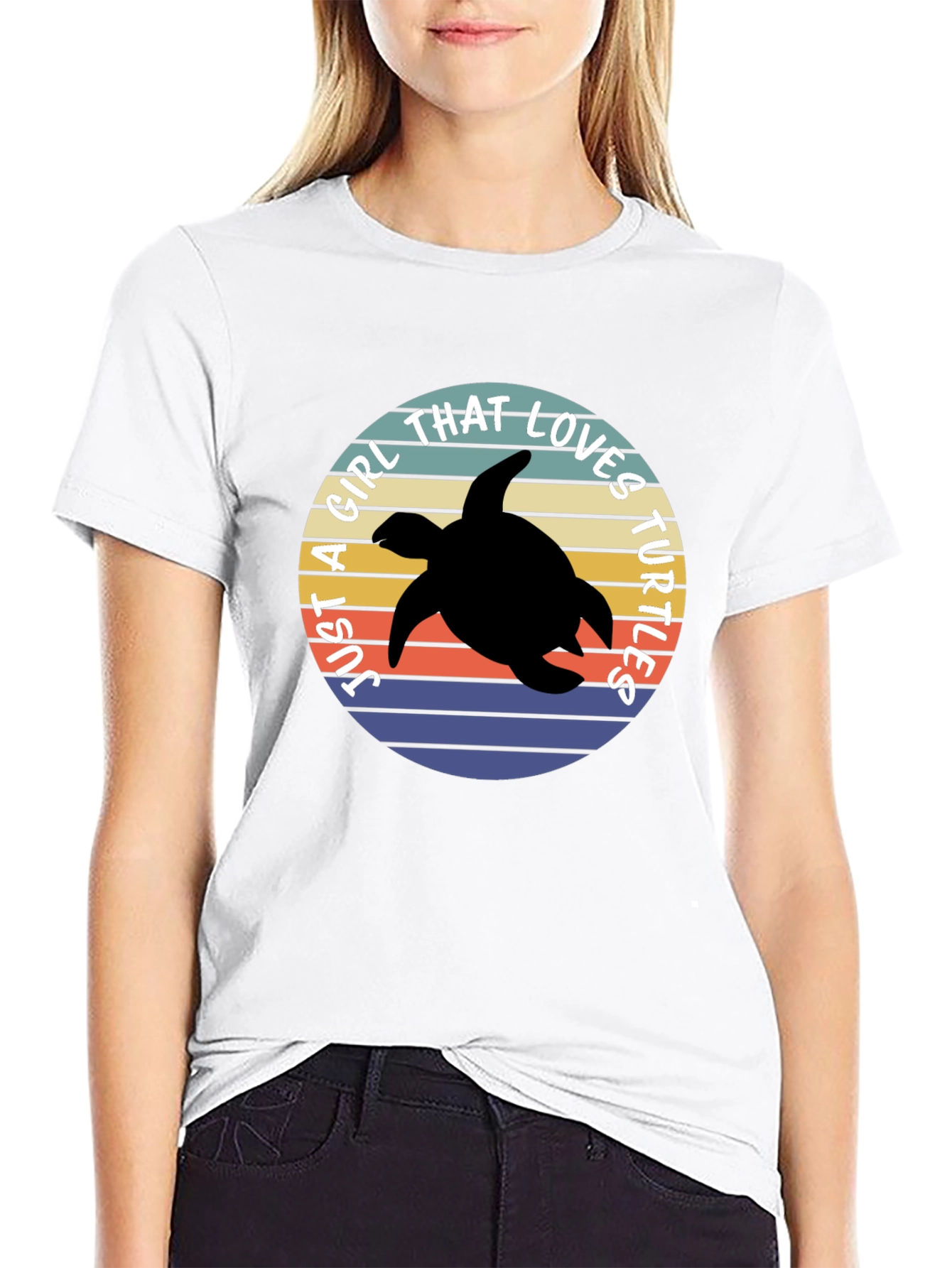 Just a Girl That Loves Turtles Black T-Shirt