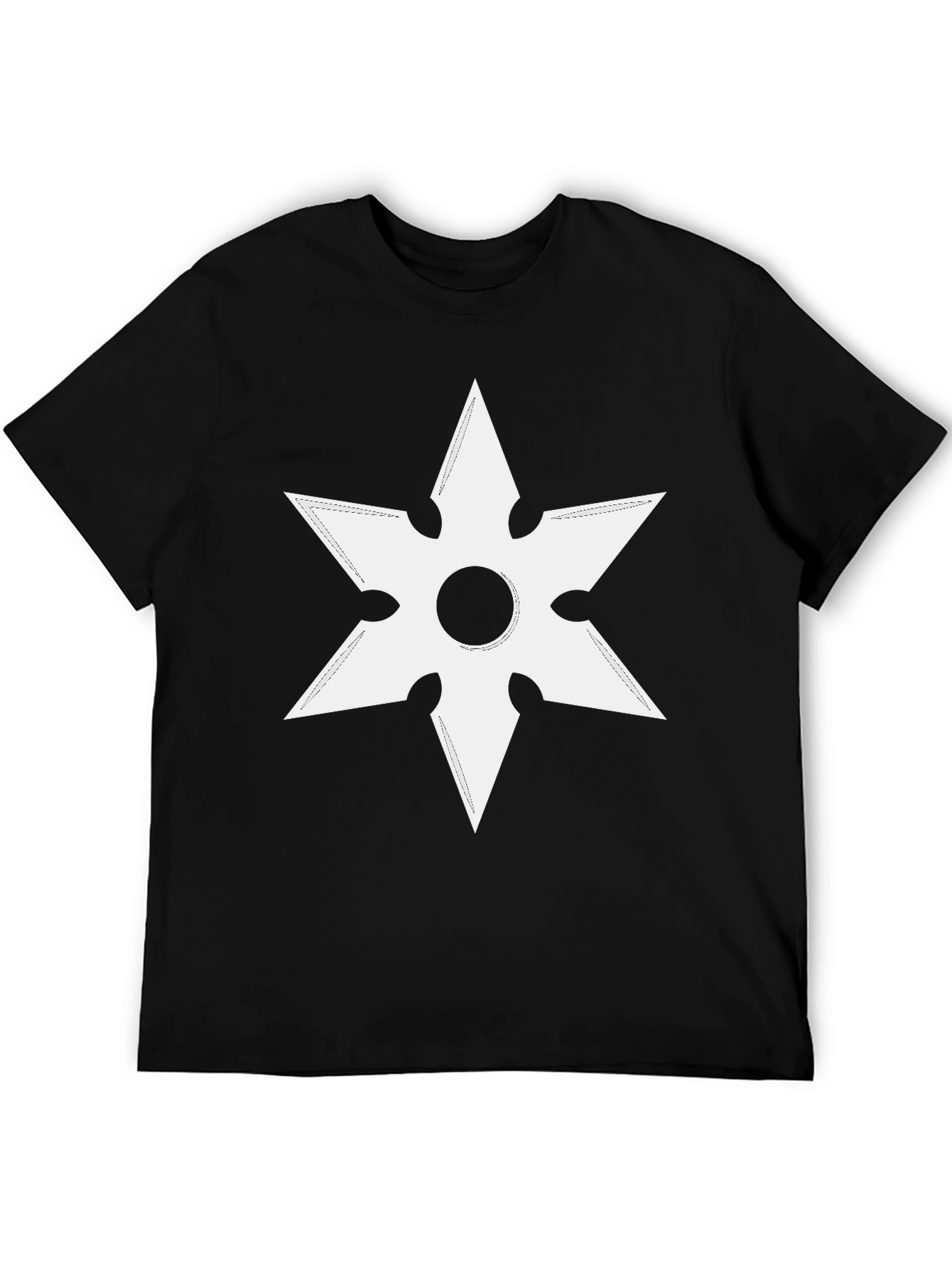 Ninja Star Graphic Tee - Black Cotton T-Shirt