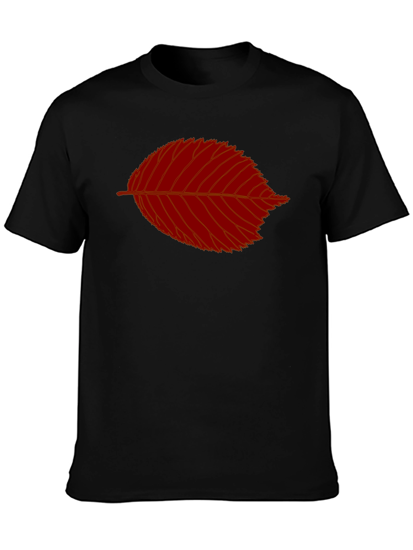 Red Leaf Graphic Black T-Shirt