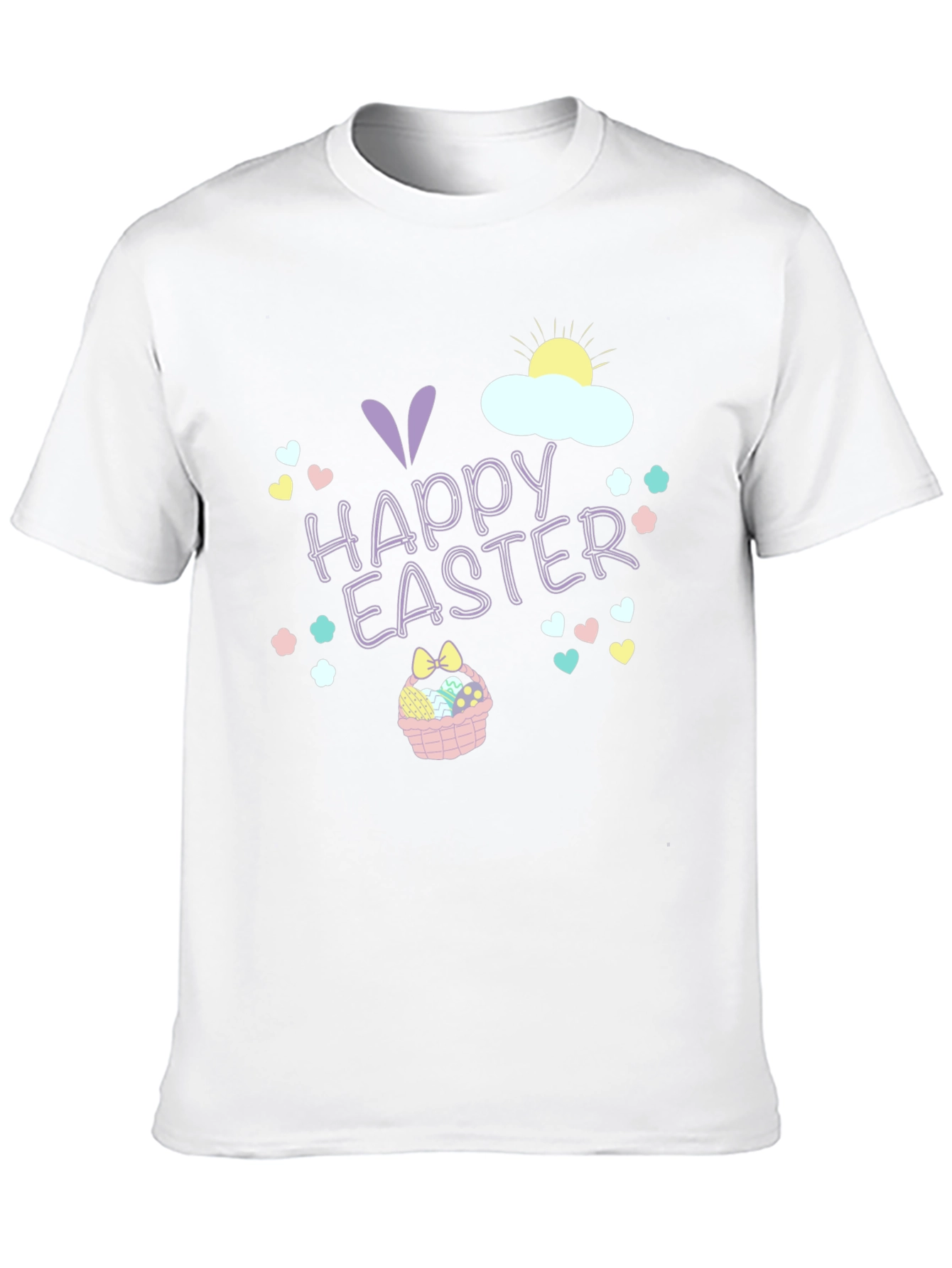 Happy Easter T-Shirt Black Crew Neck