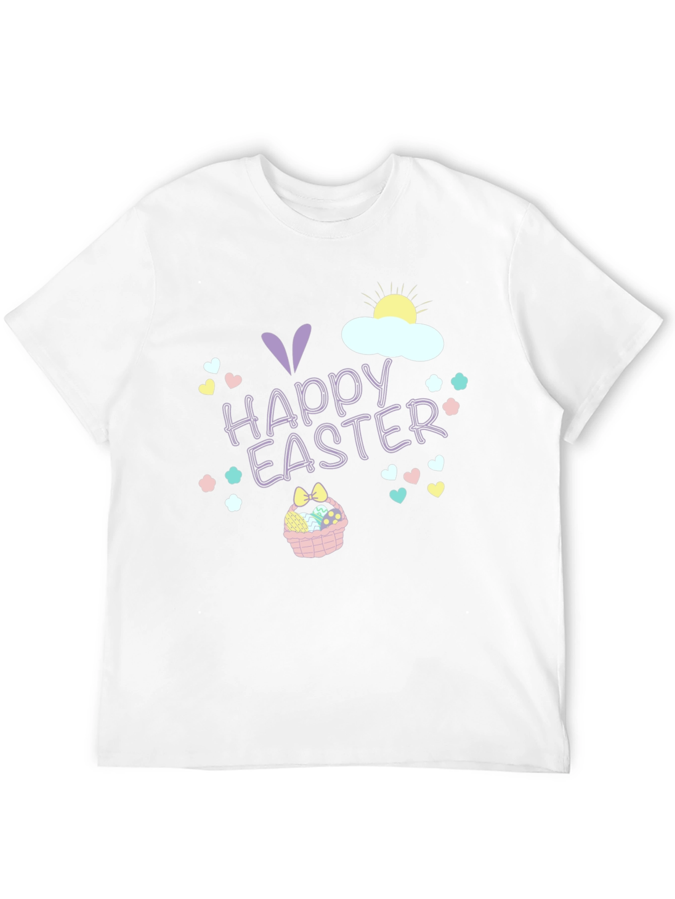 Happy Easter T-Shirt Black Crew Neck