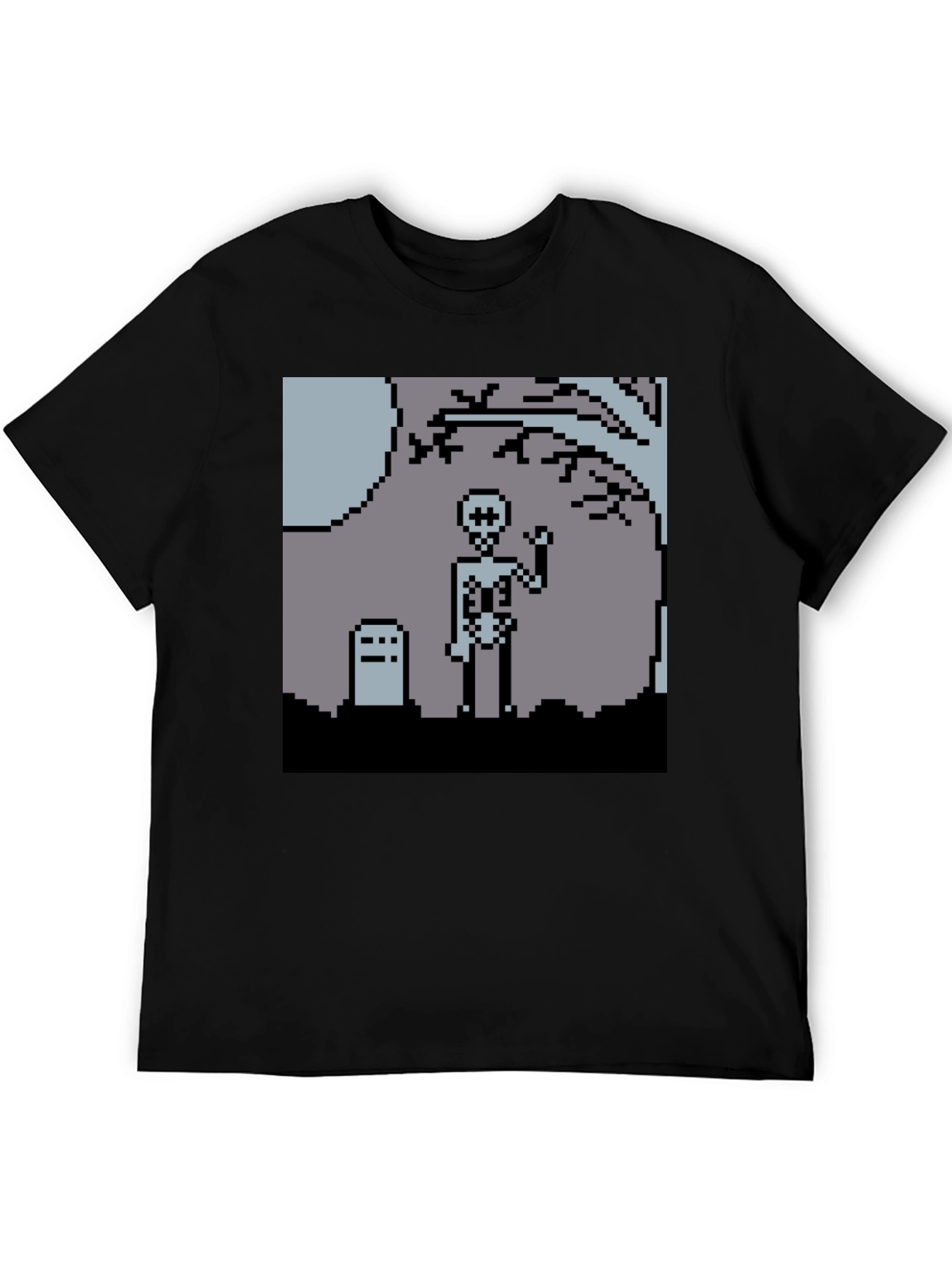 Pixel Skeleton Graphic Tee - Black