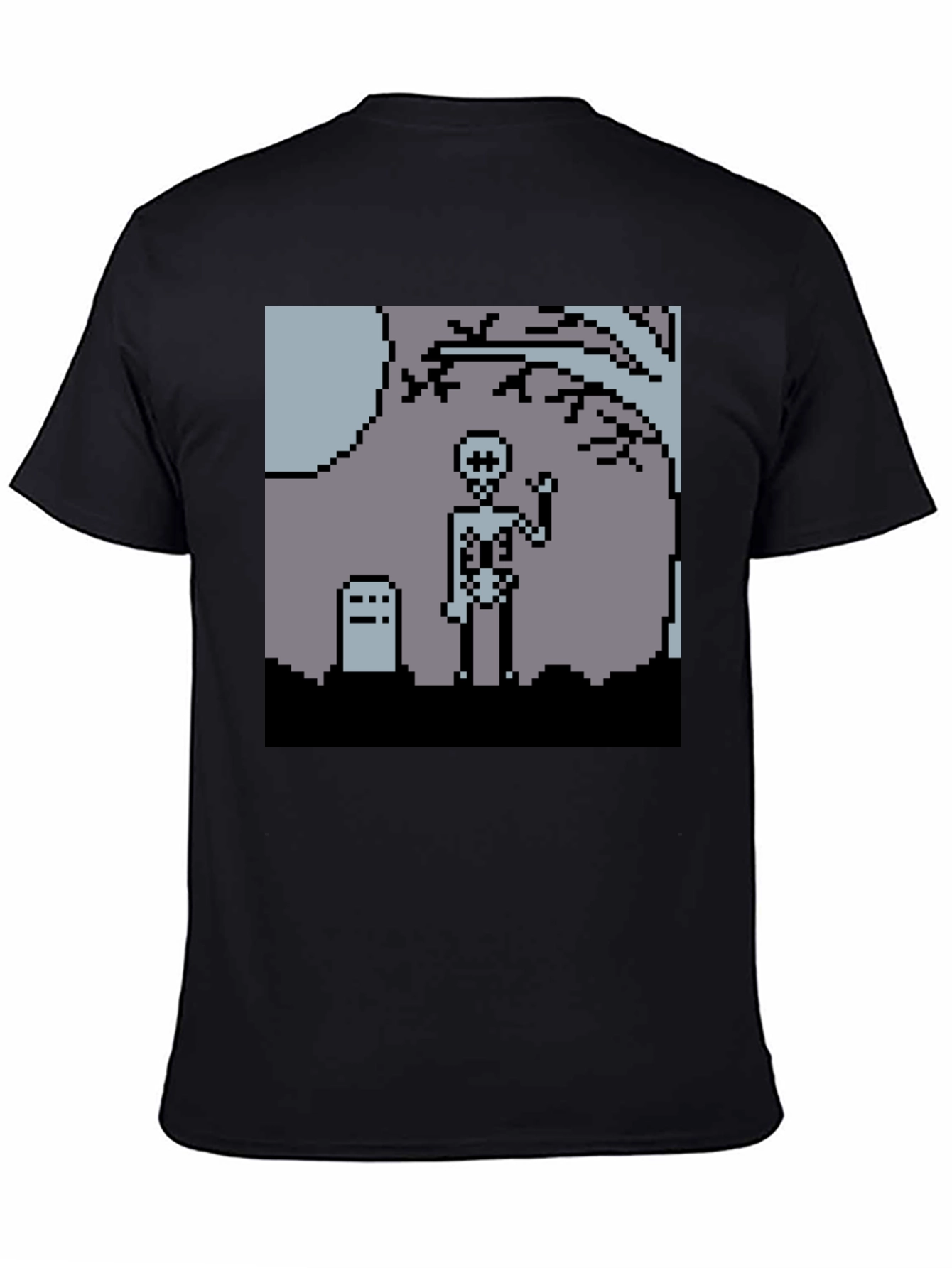 Pixel Skeleton Graphic Tee - Black