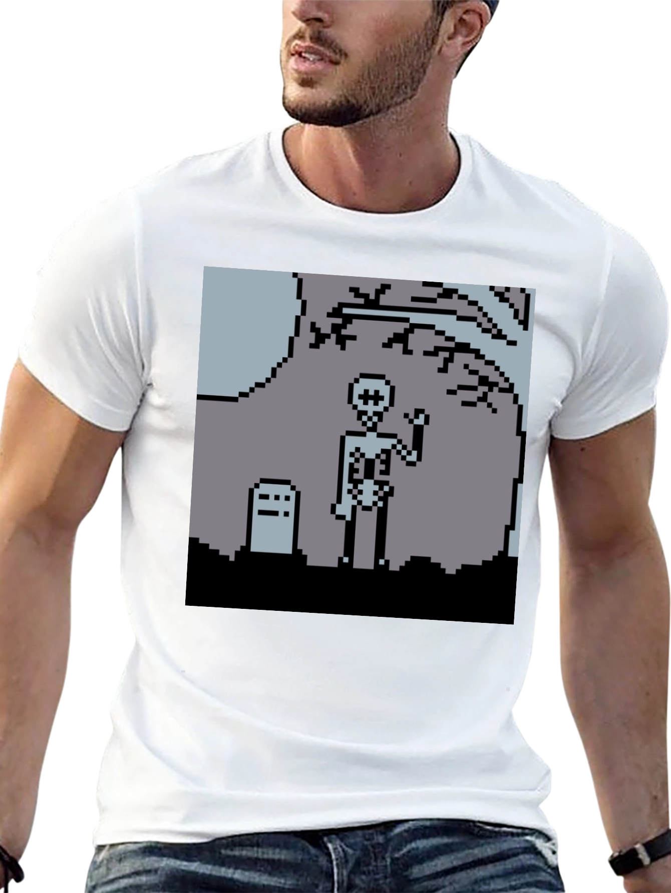 Pixel Skeleton Graphic Tee - Black
