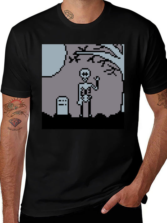 Pixel Skeleton Graphic Tee - Black