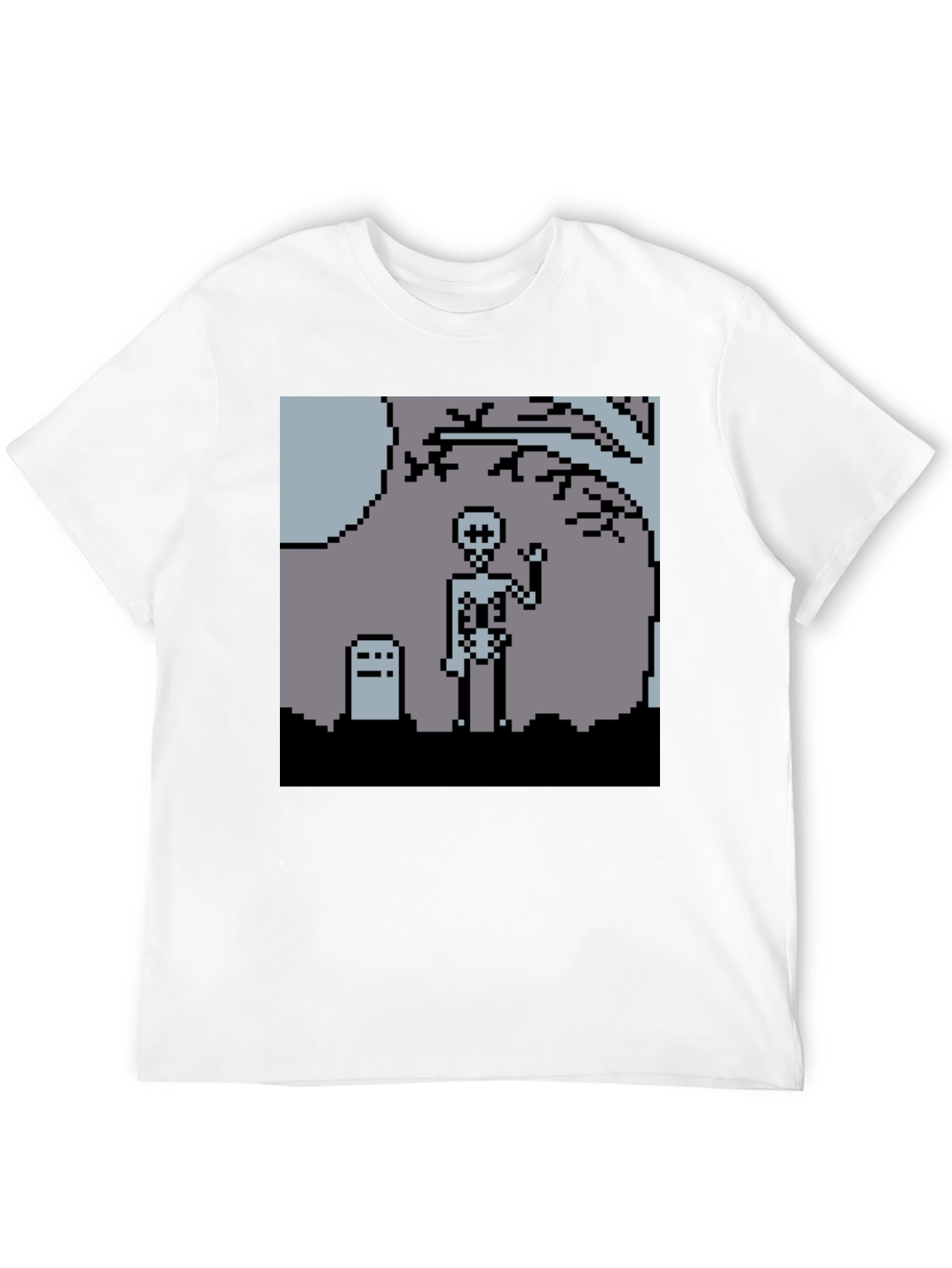 Pixel Skeleton Graphic Tee - Black