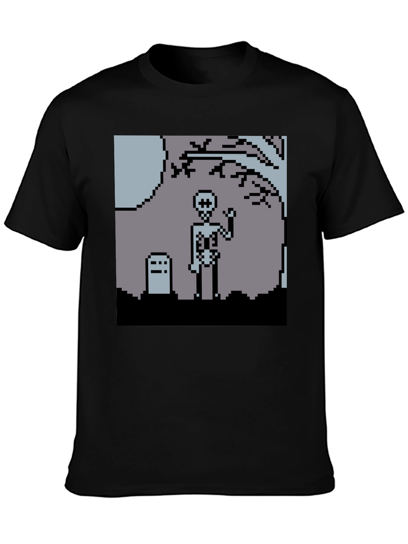 Pixel Skeleton Graphic Tee - Black