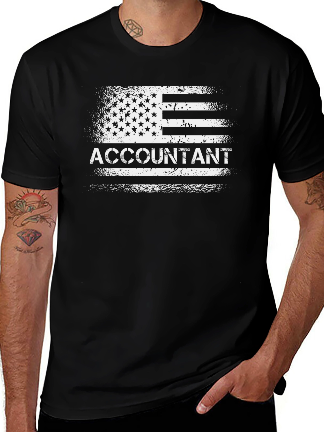 Accountant American Flag Grunge Style T-Shirt