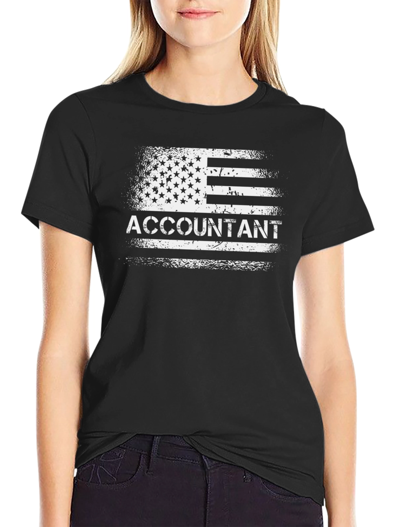 Accountant American Flag Grunge Style T-Shirt