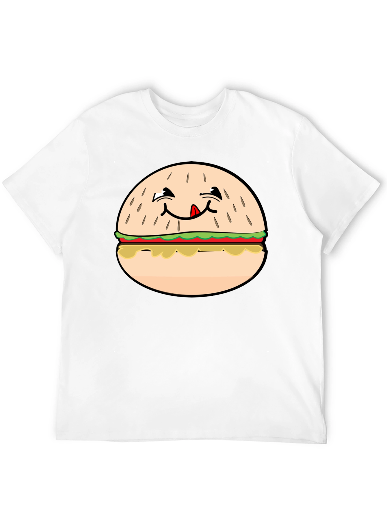 Funny Burger Graphic T-Shirt - Black Crew Neck Tee