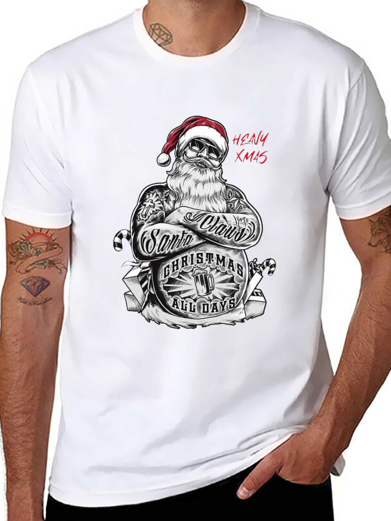Heavy Xmas Santa Graphic T-Shirt