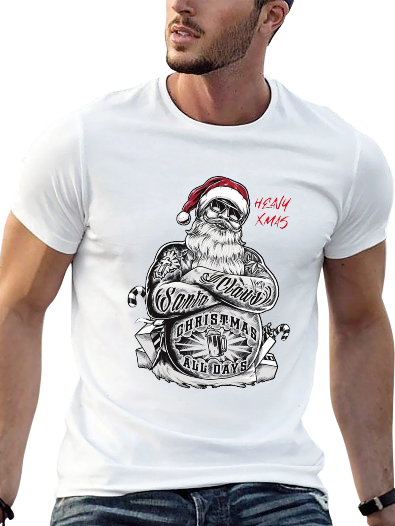 Heavy Xmas Santa Graphic T-Shirt