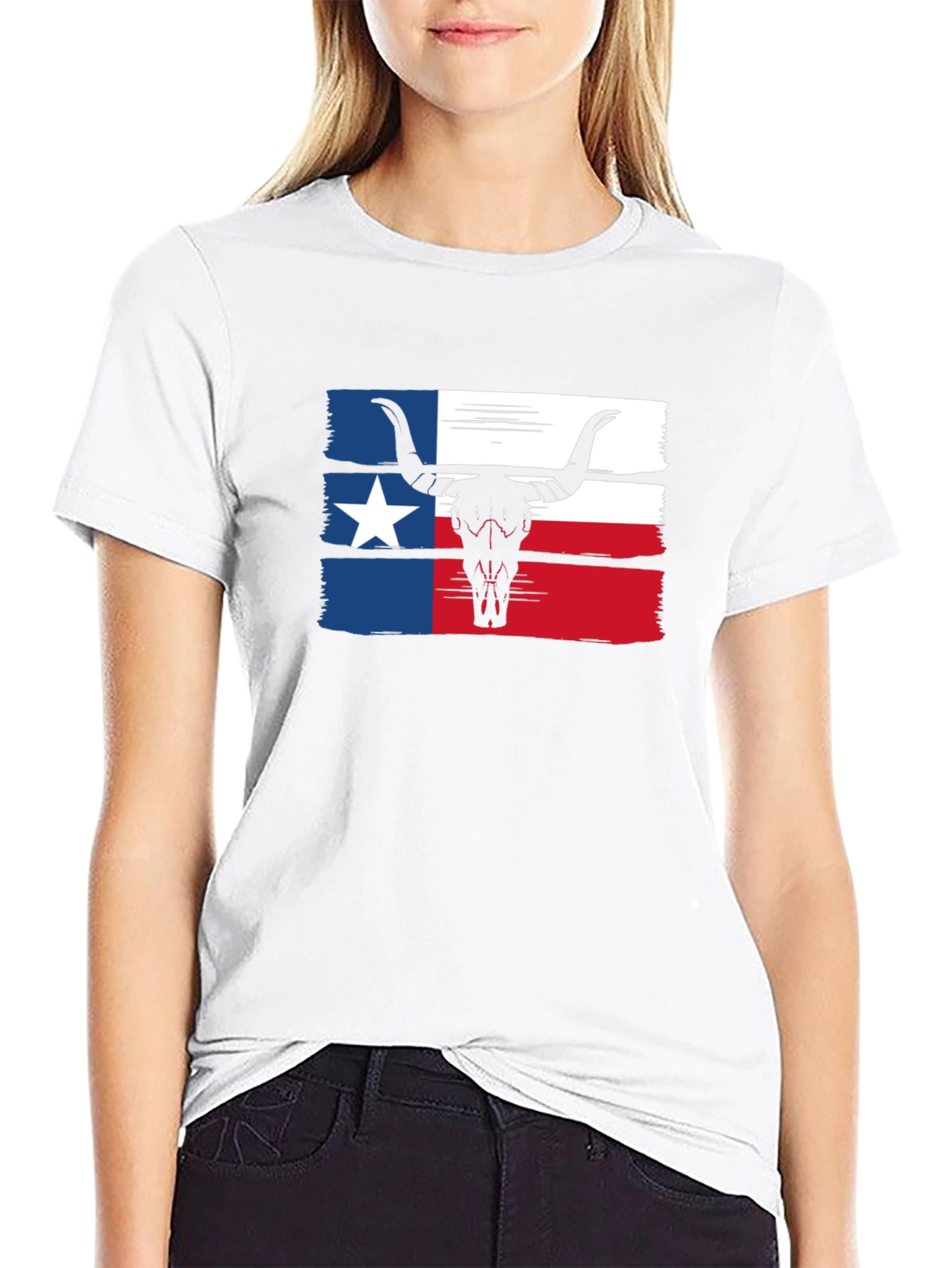 Texas Flag Bull Skull Graphic Tee