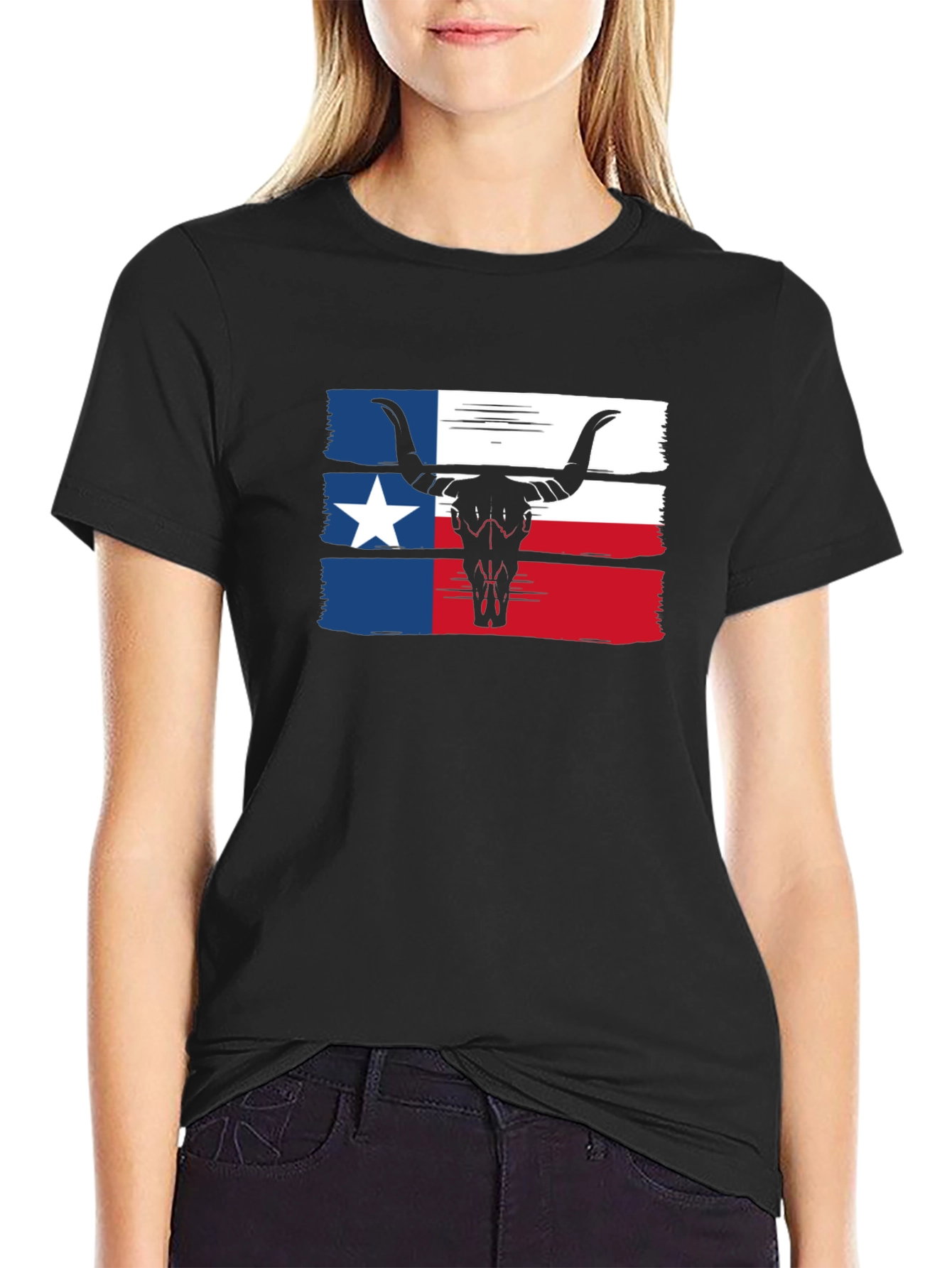 Texas Flag Bull Skull Graphic Tee
