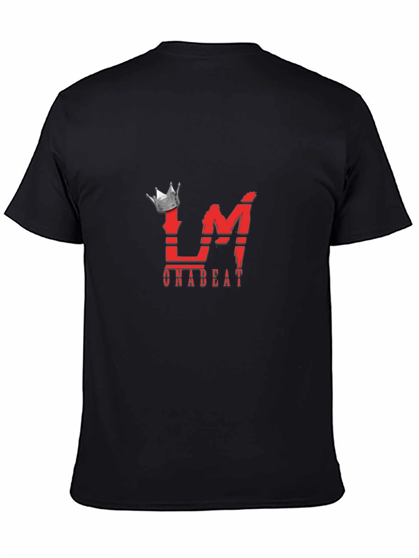 Mens Black Graphic Tee - Crown LM Onabeat Design