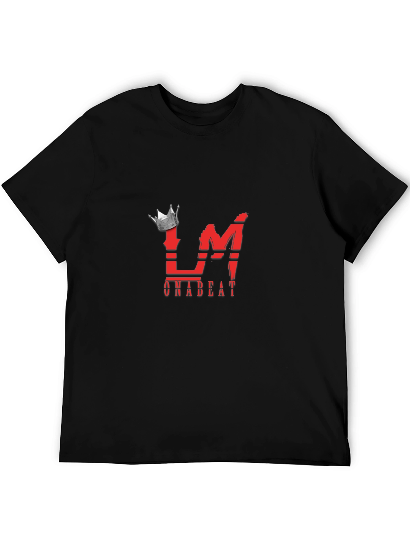 Mens Black Graphic Tee - Crown LM Onabeat Design
