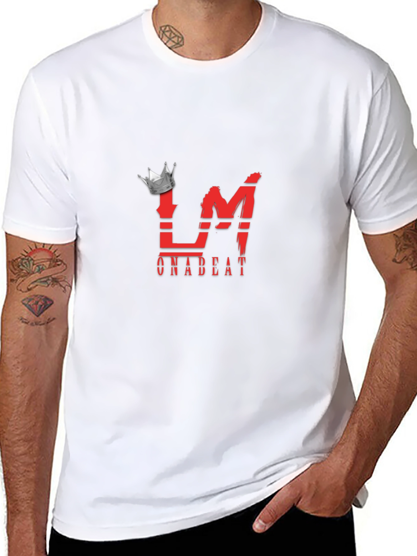 Mens Black Graphic Tee - Crown LM Onabeat Design