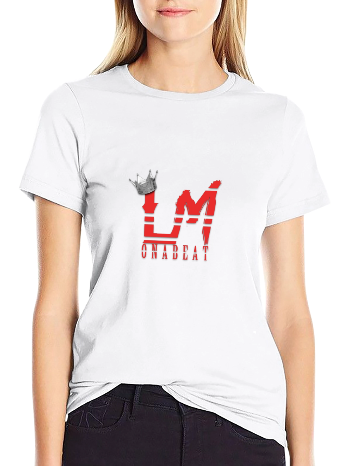 Mens Black Graphic Tee - Crown LM Onabeat Design
