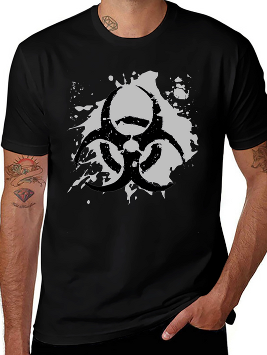 Biohazard Symbol Graphic T-Shirt - Grunge Style