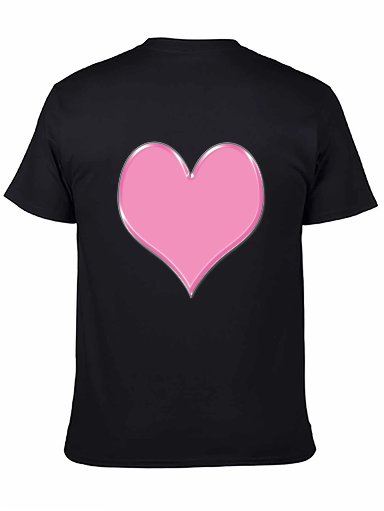 Pink Heart Graphic Black T-Shirt