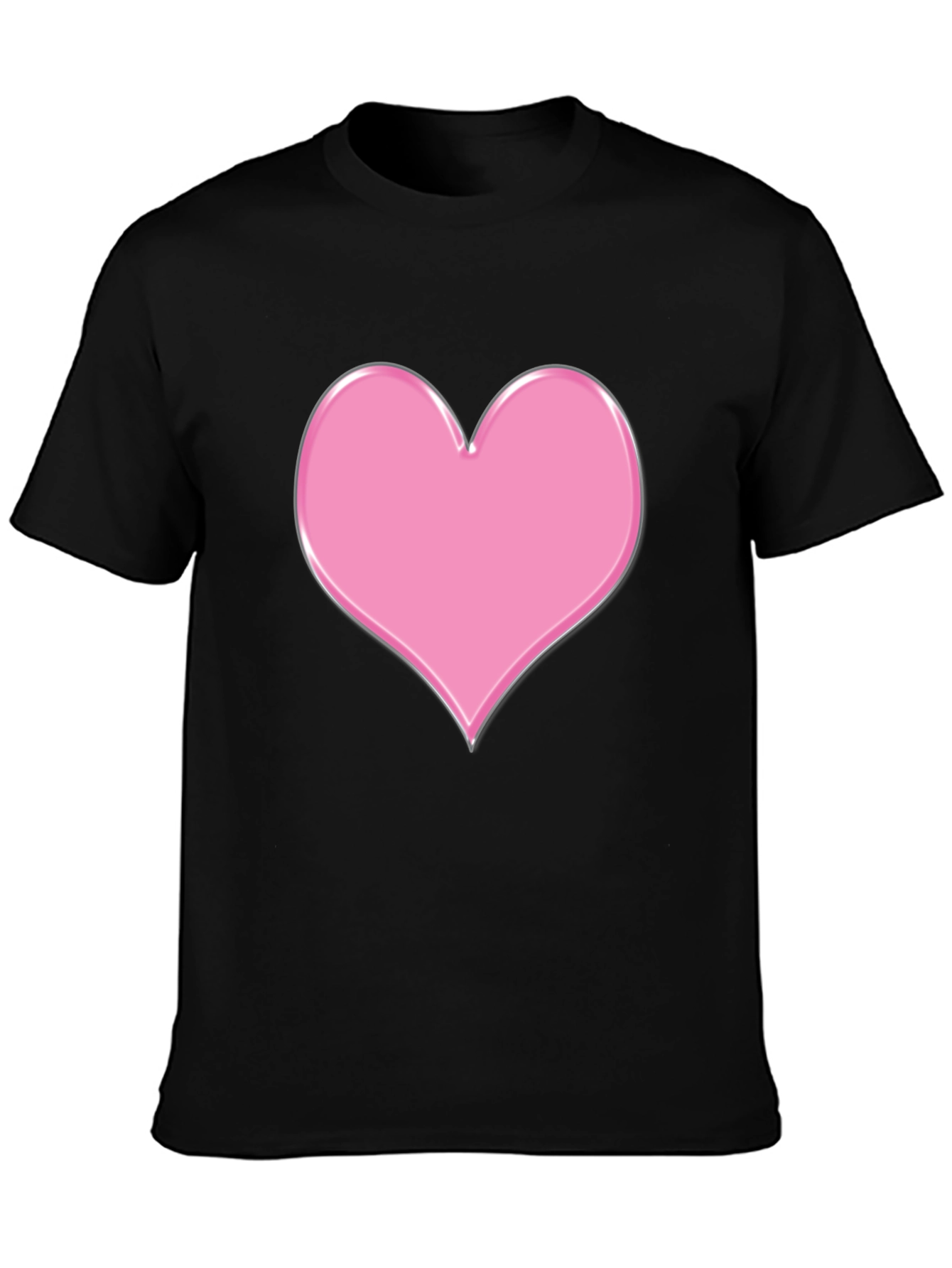 Pink Heart Graphic Black T-Shirt
