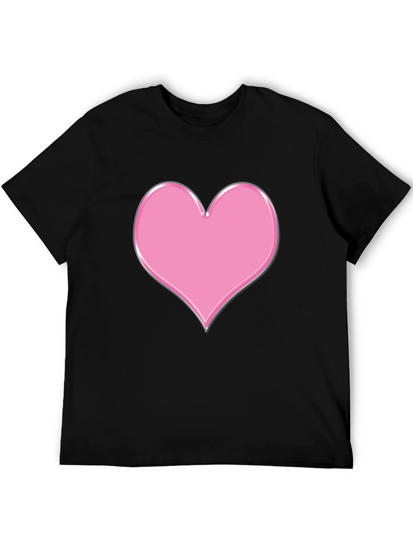 Pink Heart Graphic Black T-Shirt