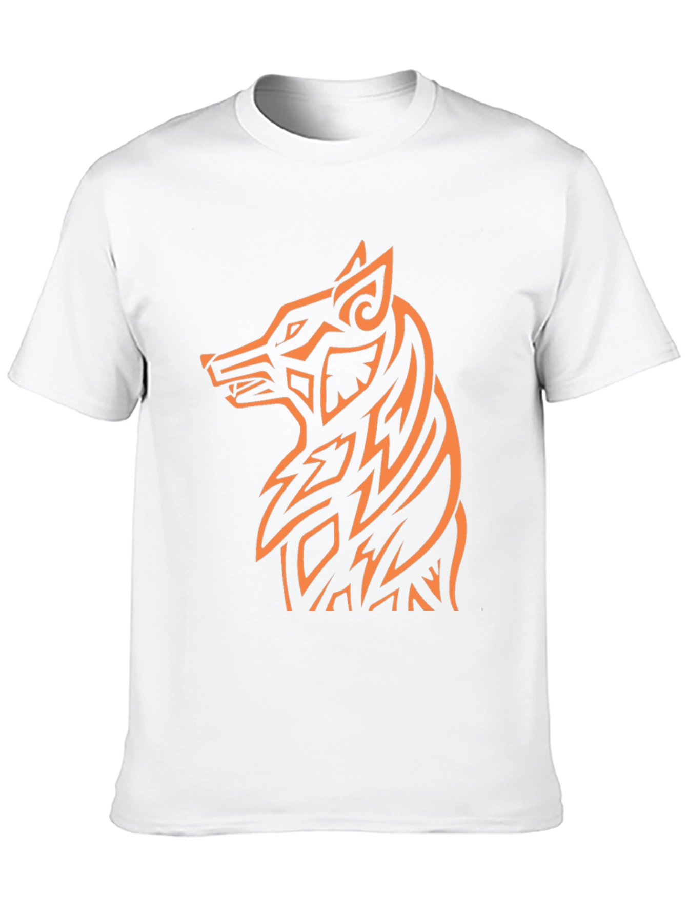 Tribal Wolf Graphic Tee - Black Cotton Blend