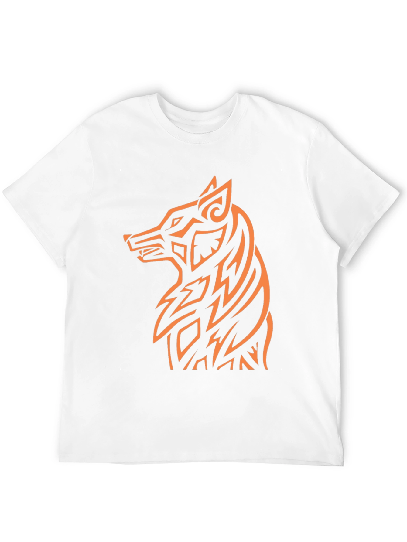 Tribal Wolf Graphic Tee - Black Cotton Blend