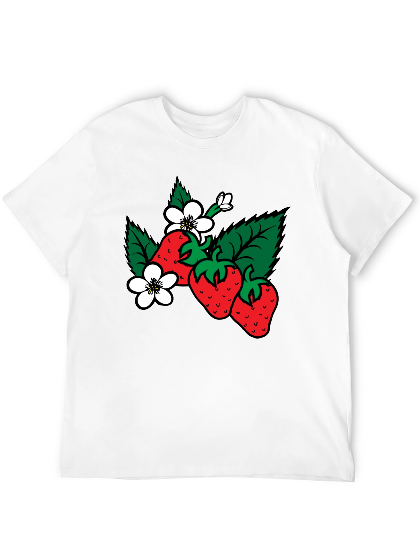 Strawberry Patch Graphic T-Shirt - Black Cotton Tee
