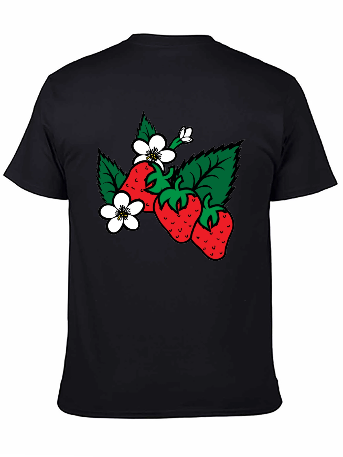 Strawberry Patch Graphic T-Shirt - Black Cotton Tee