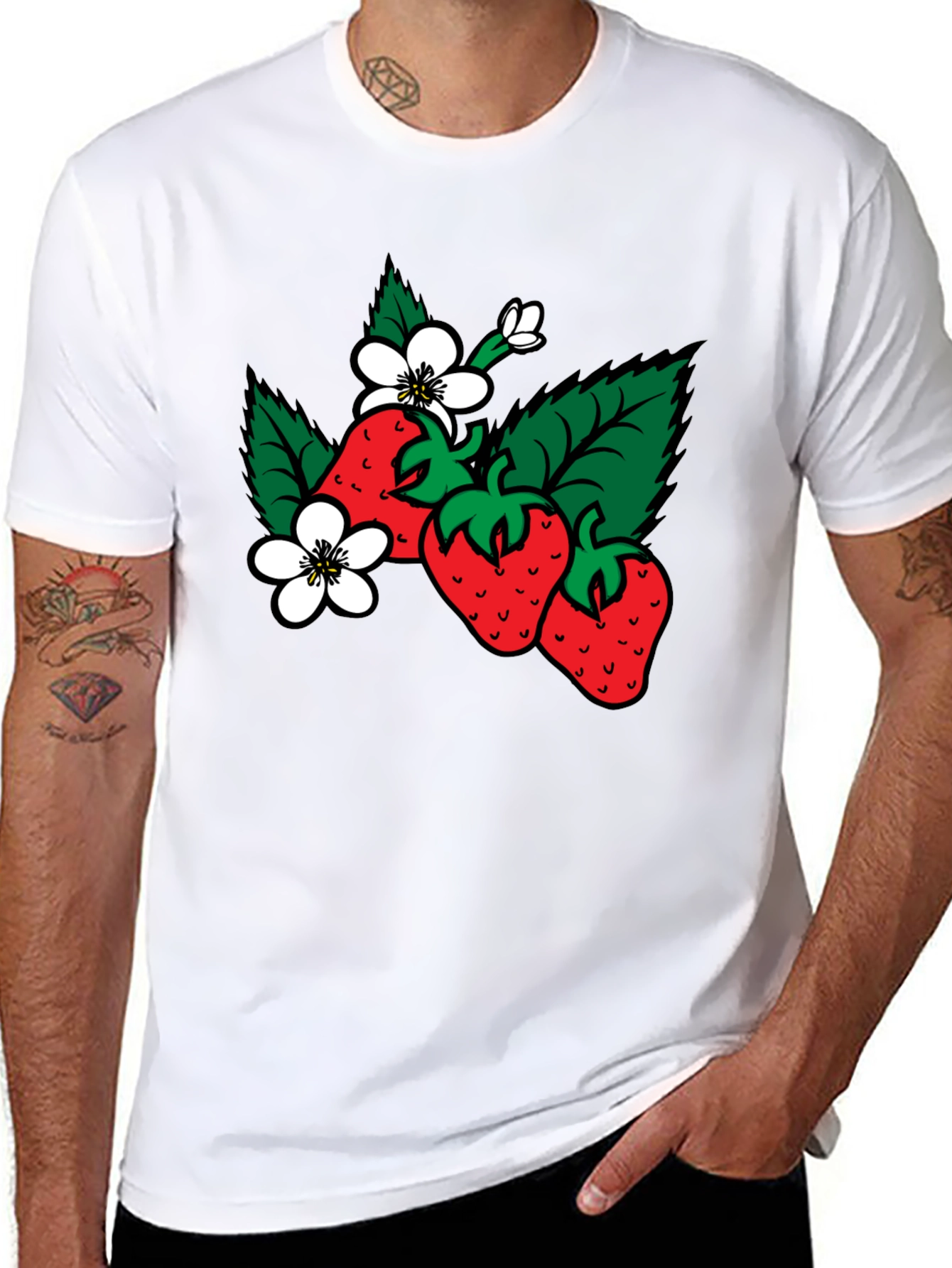 Strawberry Patch Graphic T-Shirt - Black Cotton Tee