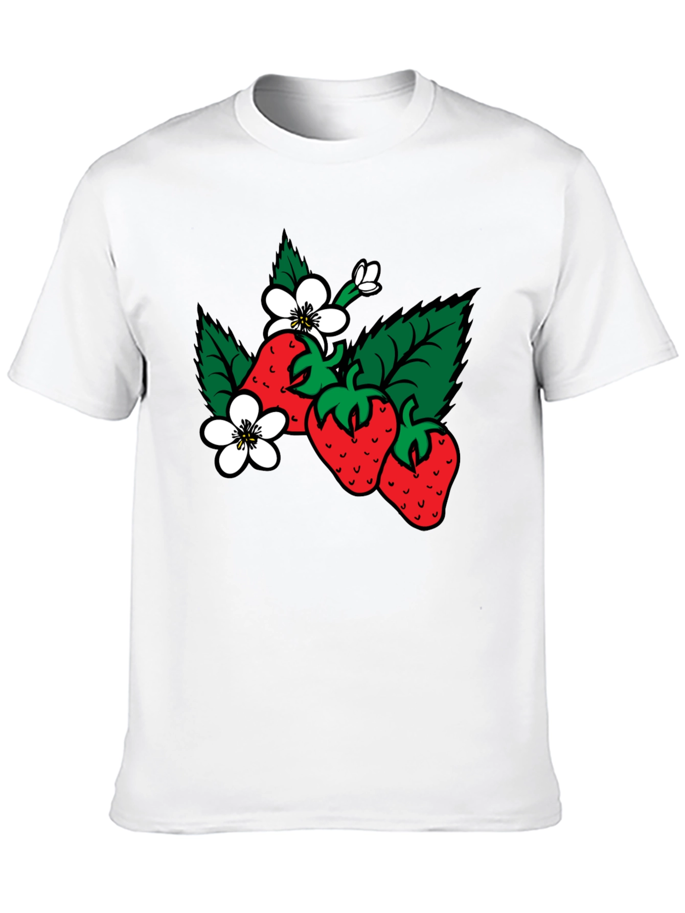 Strawberry Patch Graphic T-Shirt - Black Cotton Tee
