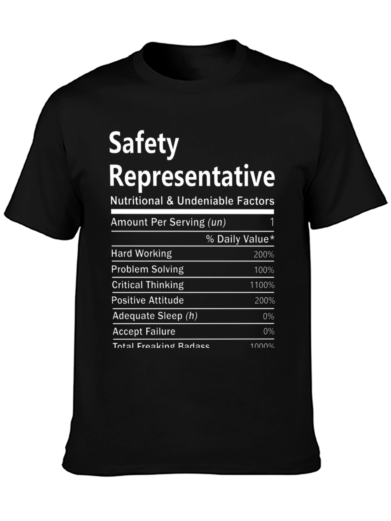 Safety Representative T-Shirt: Nutritional Facts