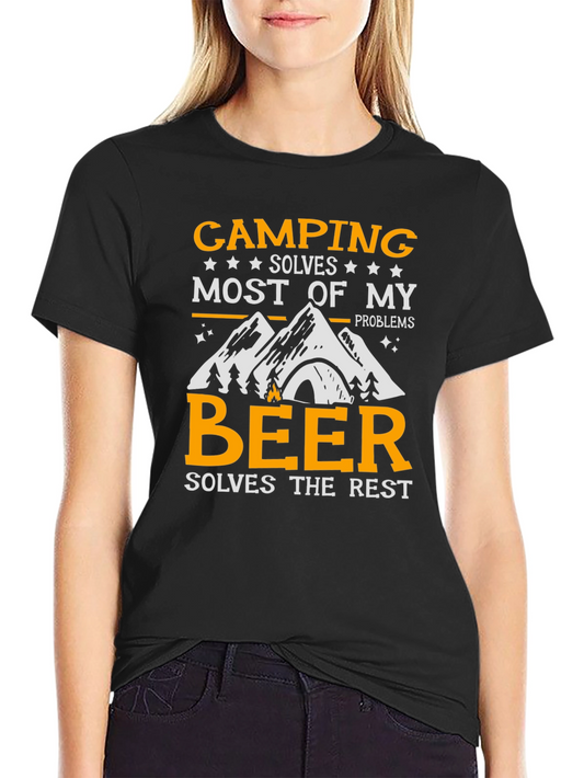Camping and Beer T-Shirt - Funny Outdoors Graphic Tee
