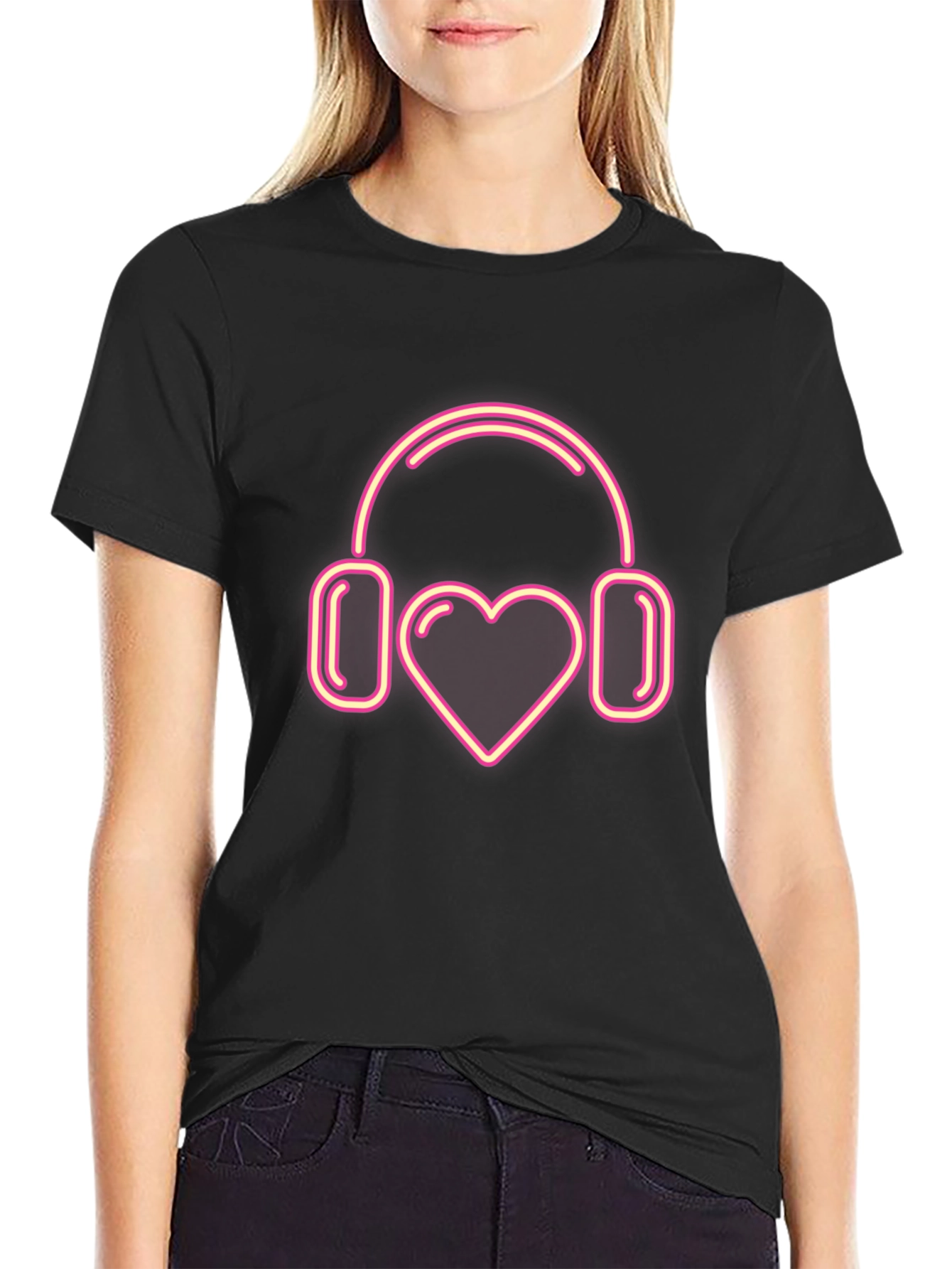 Love Music T-Shirt: Heart Headphones Graphic Tee