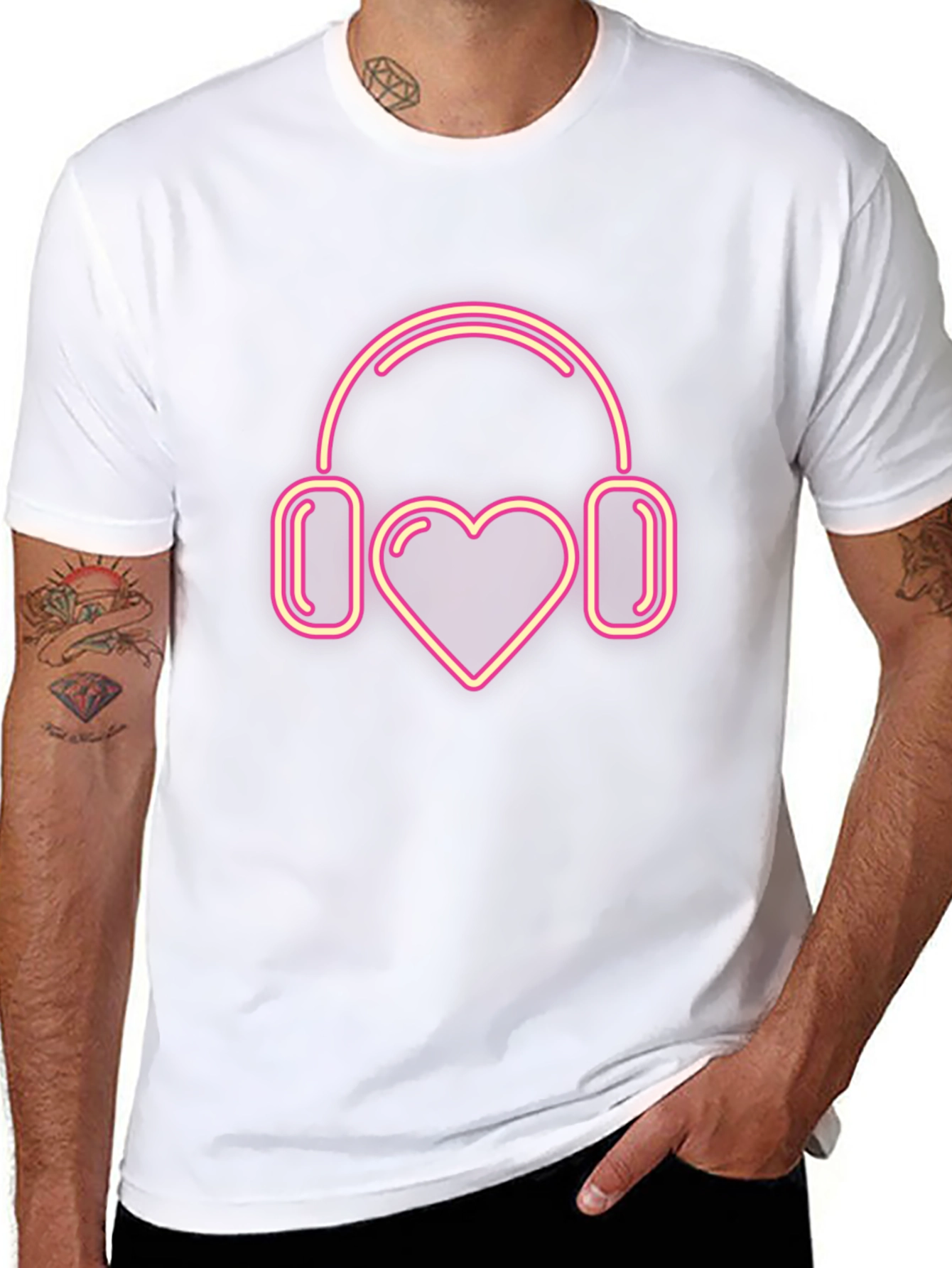 Love Music T-Shirt: Heart Headphones Graphic Tee