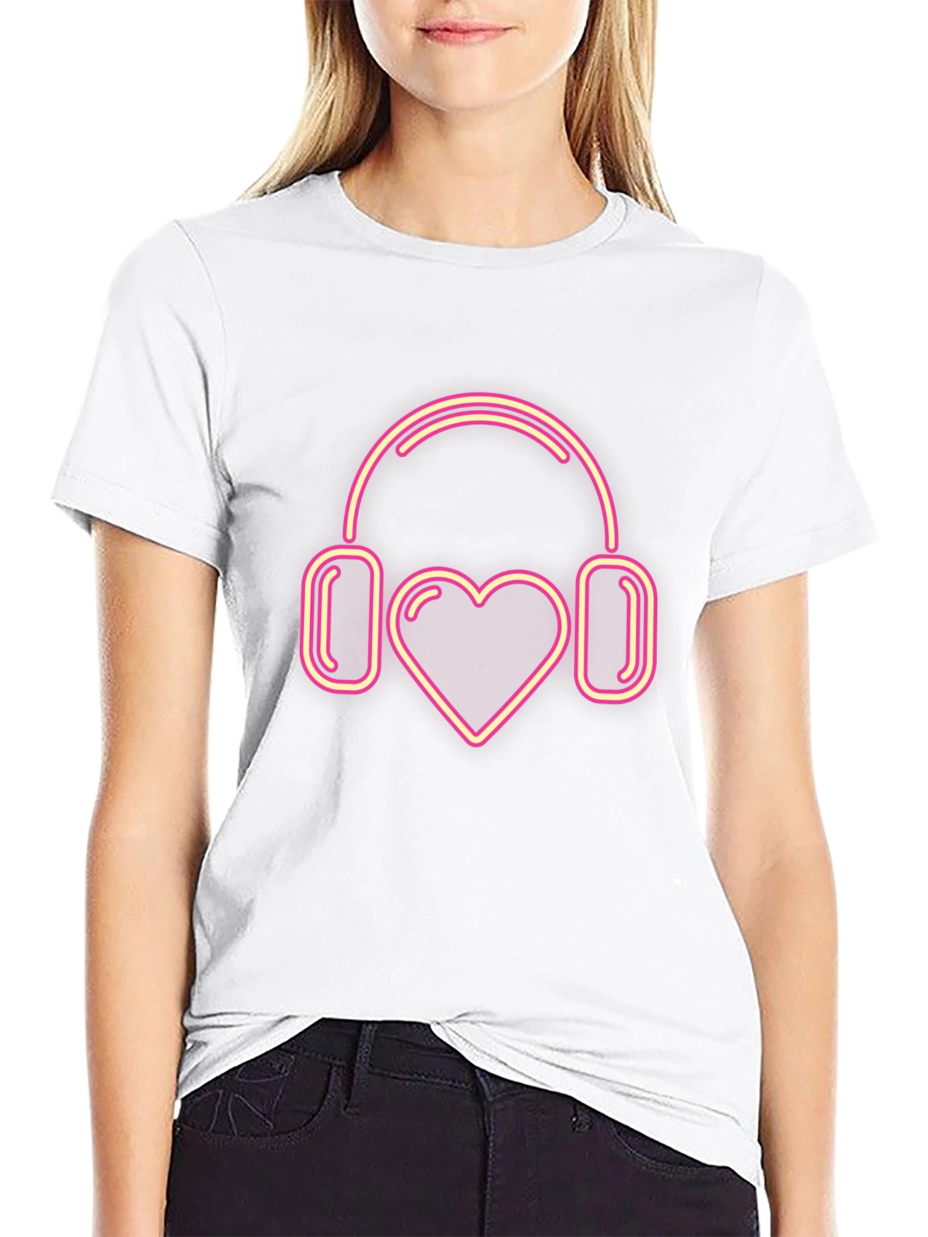 Love Music T-Shirt: Heart Headphones Graphic Tee