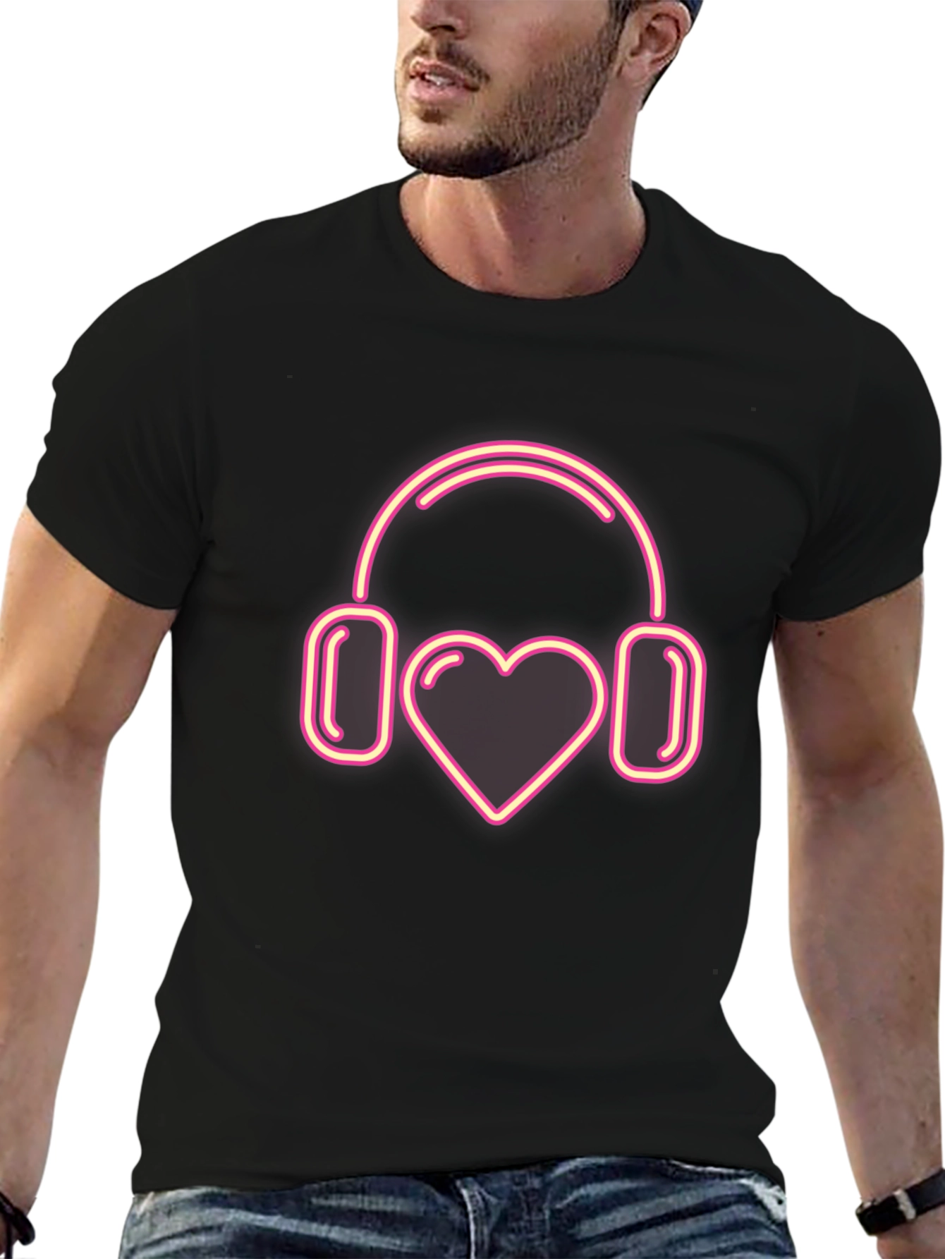Love Music T-Shirt: Heart Headphones Graphic Tee