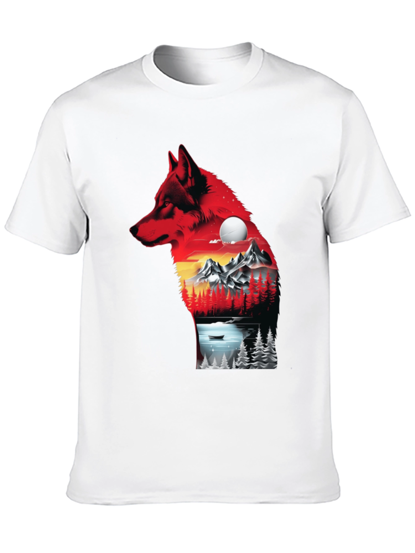 Wolf Landscape Graphic T-Shirt - Black