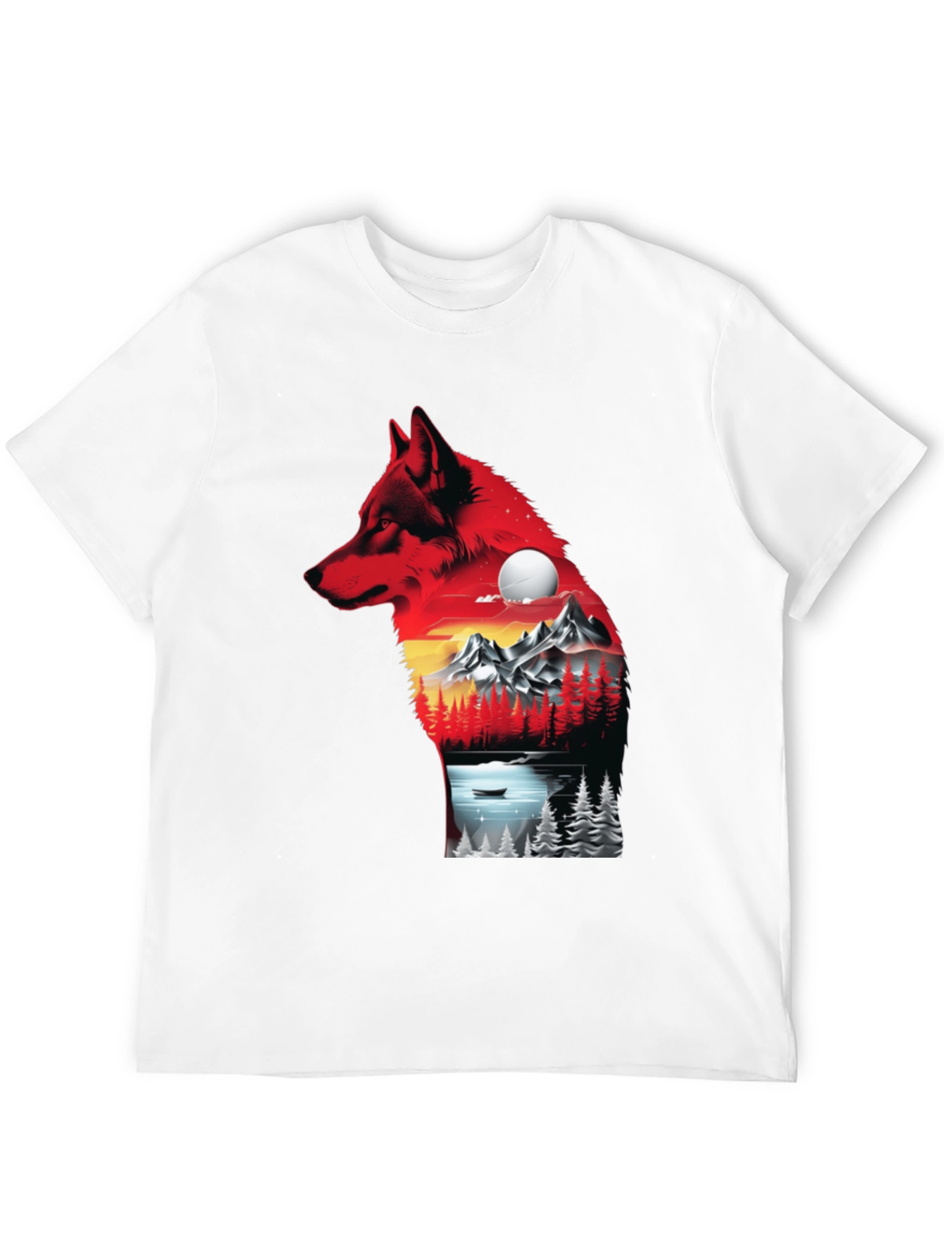 Wolf Landscape Graphic T-Shirt - Black
