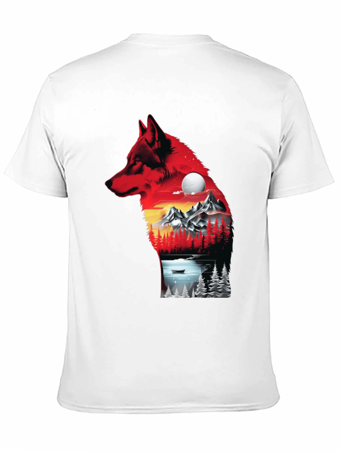 Wolf Landscape Graphic T-Shirt - Black