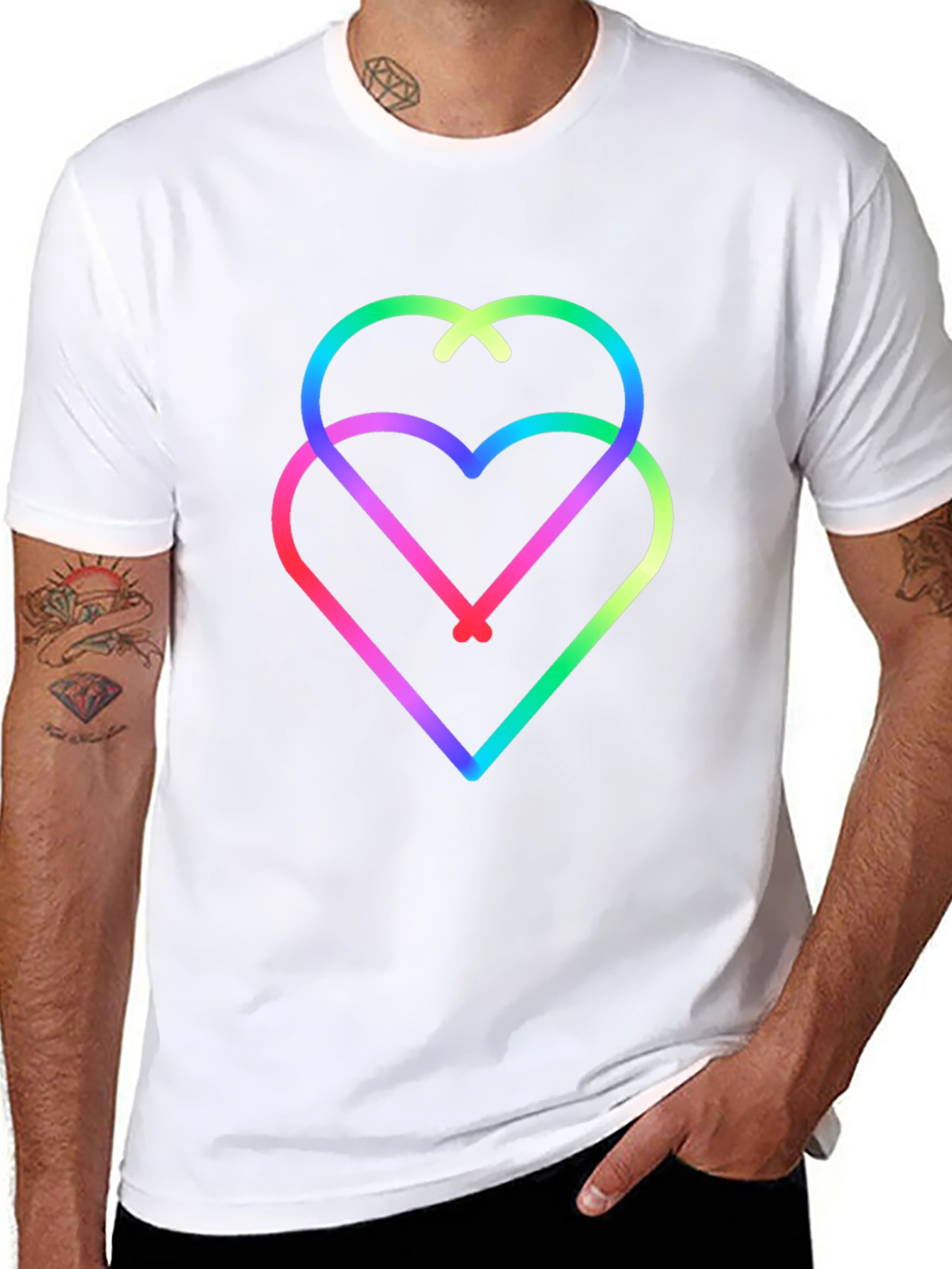 Rainbow Hearts Black Tee - Unique Graphic Design