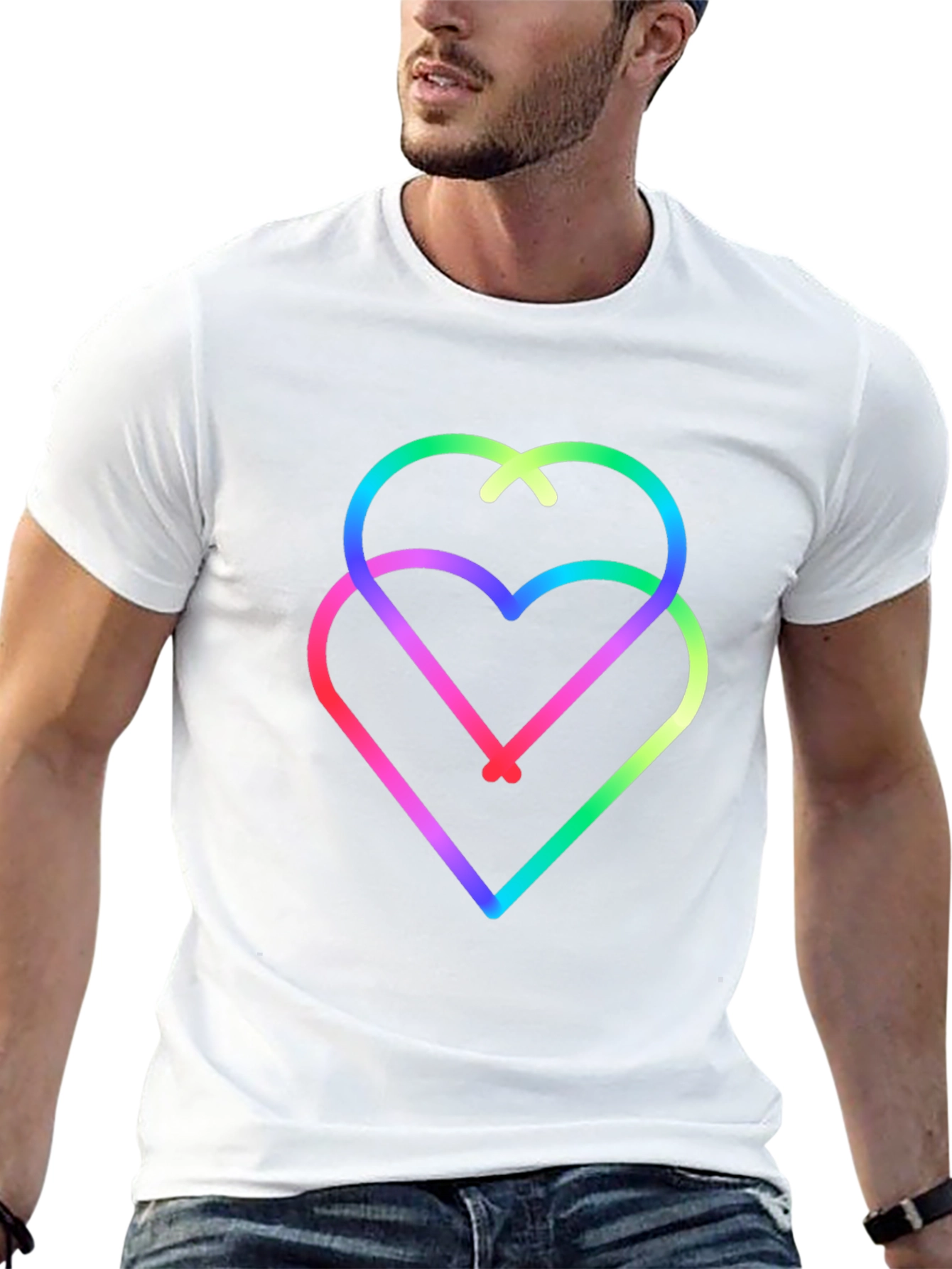 Rainbow Hearts Black Tee - Unique Graphic Design