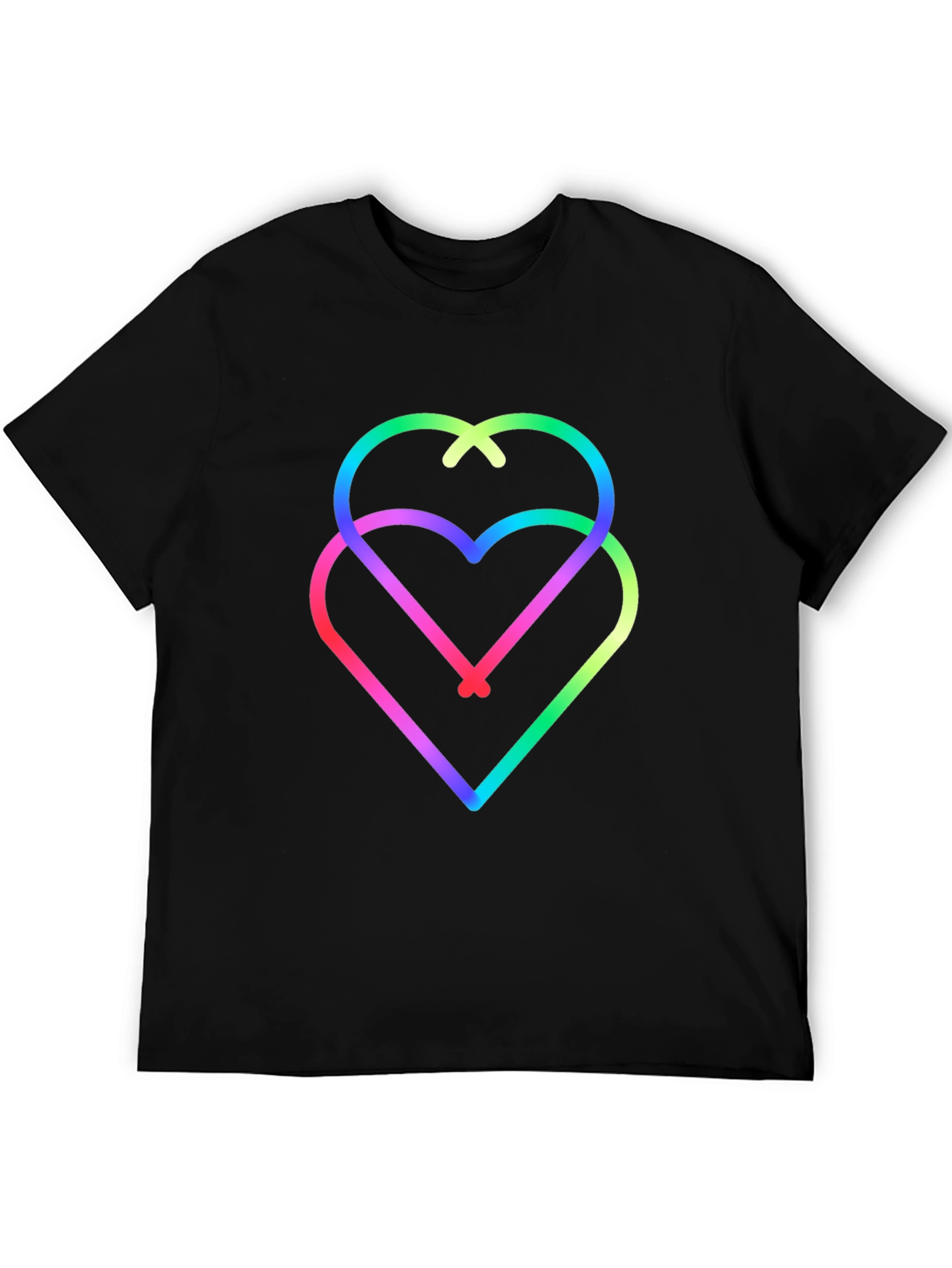 Rainbow Hearts Black Tee - Unique Graphic Design