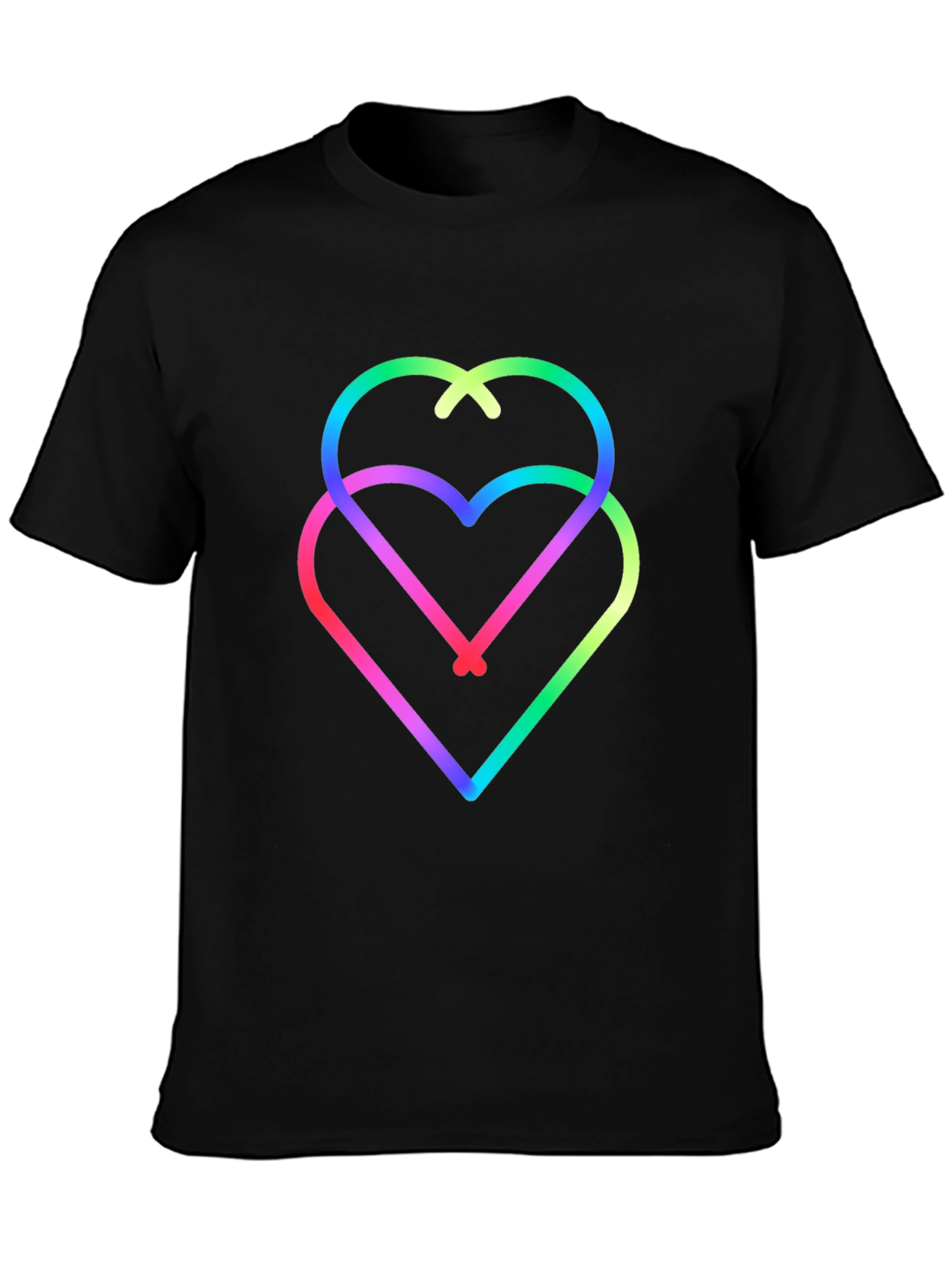 Rainbow Hearts Black Tee - Unique Graphic Design